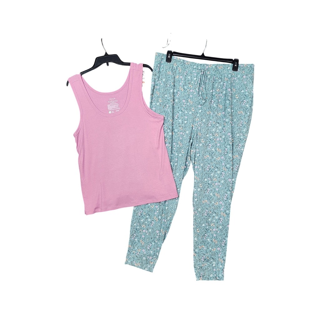 State‎ of Day Pajama Set Mauve Orchid Ribbed Tank And Joggers Loungewear  2X/XXL